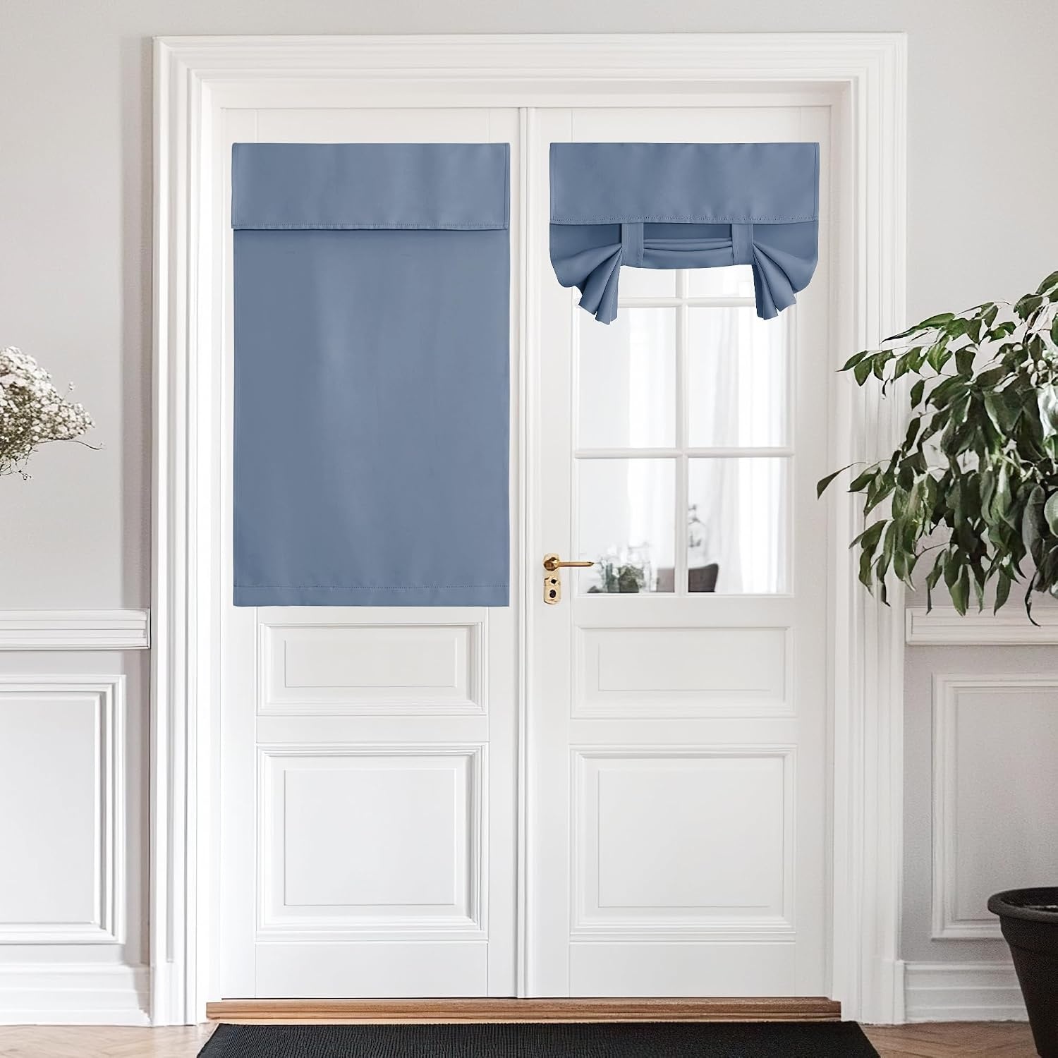 image:imageNICETOWN Grey Blackout French Door Curtain Thermal Insulated Window CoverStone Blue