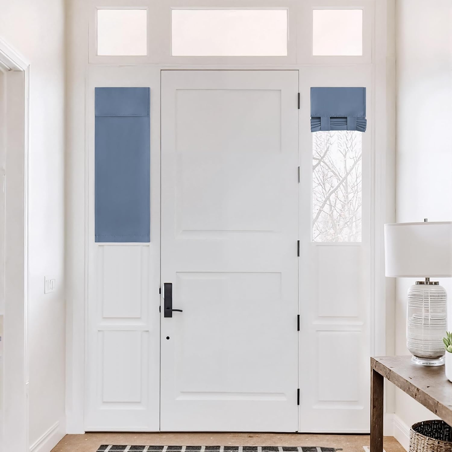 image:imageNICETOWN Grey Blackout French Door Curtain Thermal Insulated Window CoverStone Blue