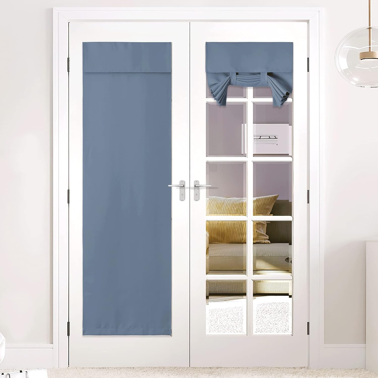image:imageNICETOWN Grey Blackout French Door Curtain Thermal Insulated Window CoverStone Blue