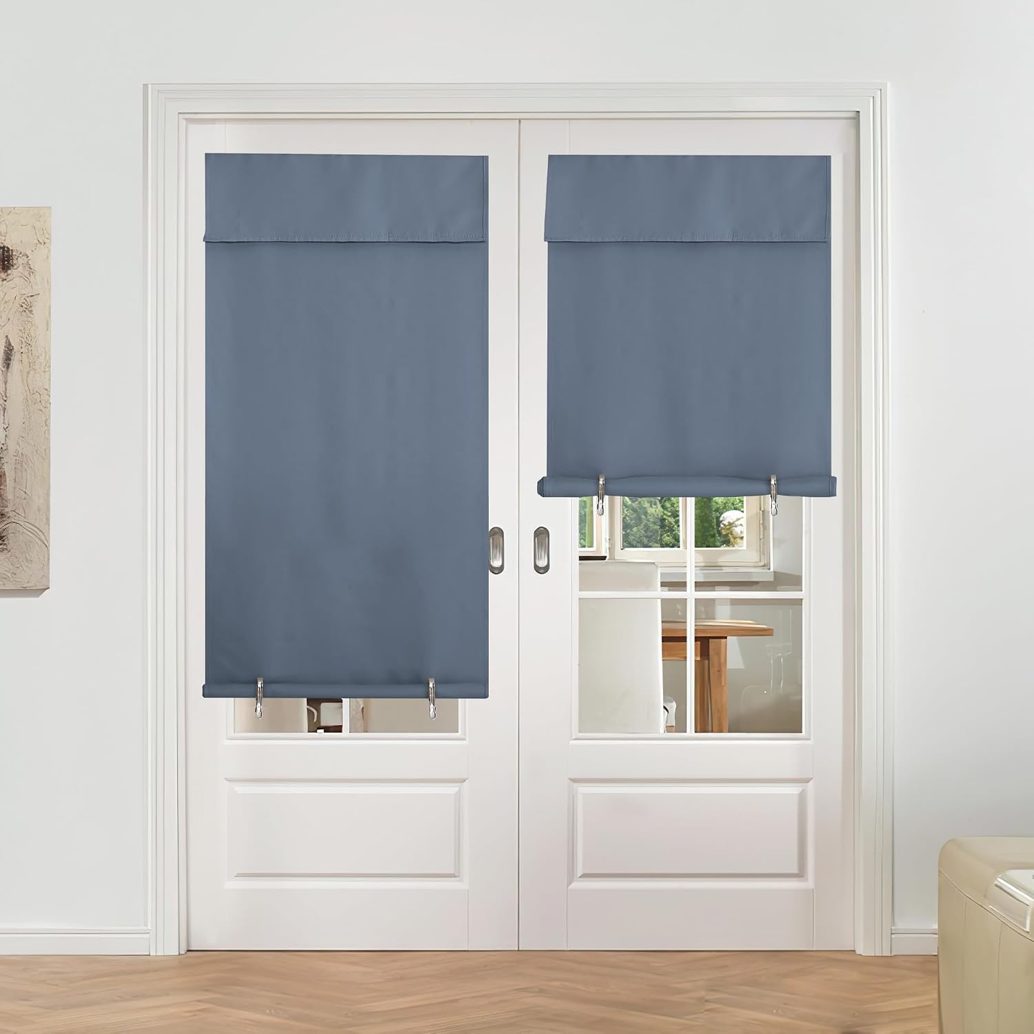 image:imageNICETOWN Grey Blackout French Door Curtain Thermal Insulated Window CoverStone Blue