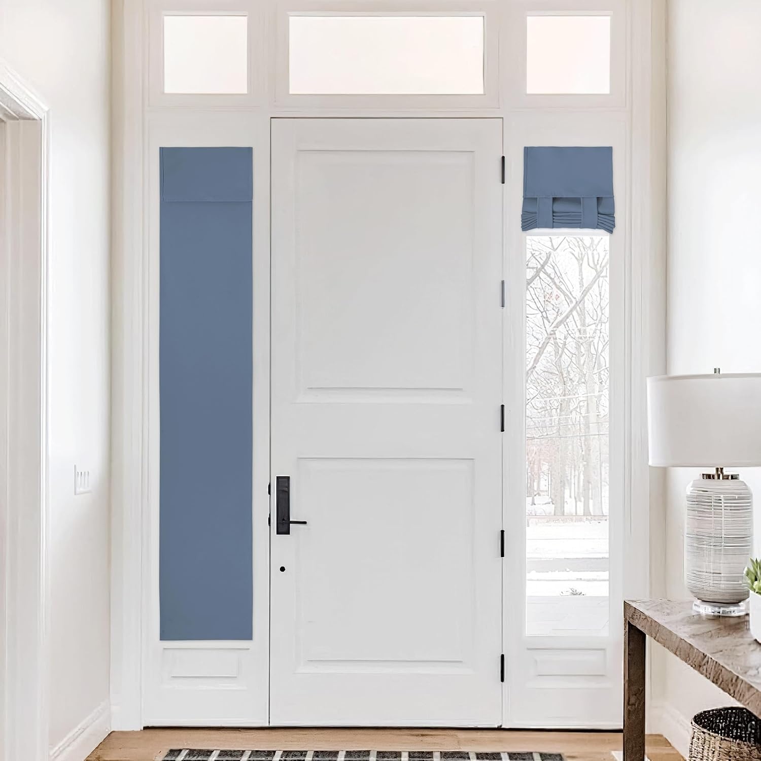 image:imageNICETOWN Grey Blackout French Door Curtain Thermal Insulated Window CoverStone Blue