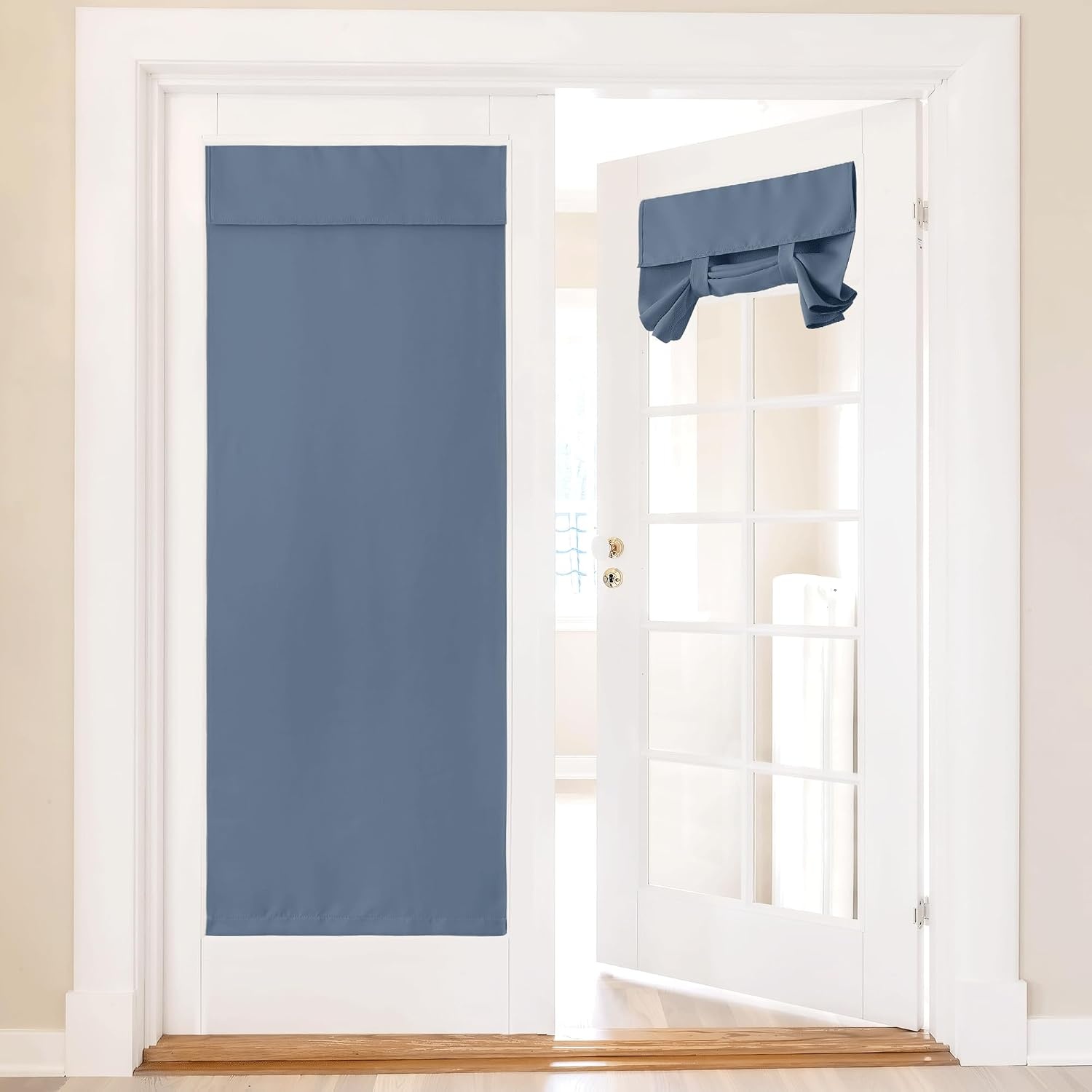 image:imageNICETOWN Grey Blackout French Door Curtain Thermal Insulated Window CoverStone Blue