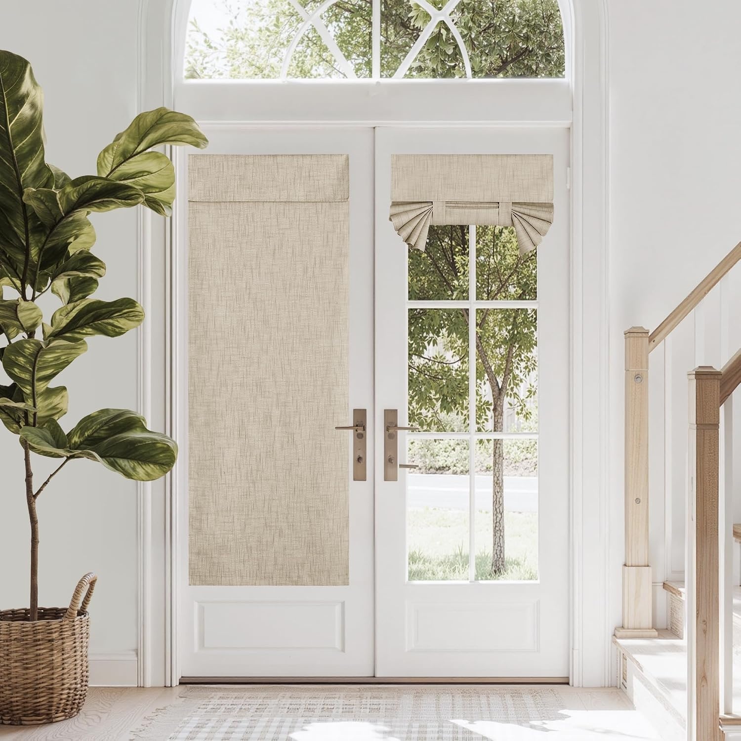 image:imageNICETOWN Grey Blackout French Door Curtain Thermal Insulated Window CoverTaupe