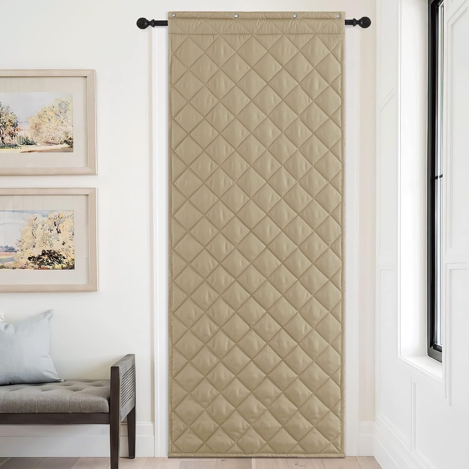 image:imageNICETOWN Grey Blackout French Door Curtain Thermal Insulated Window CoverTaupe