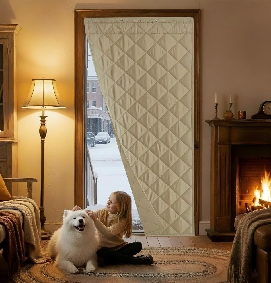 image:imageNICETOWN Grey Blackout French Door Curtain Thermal Insulated Window CoverTaupe