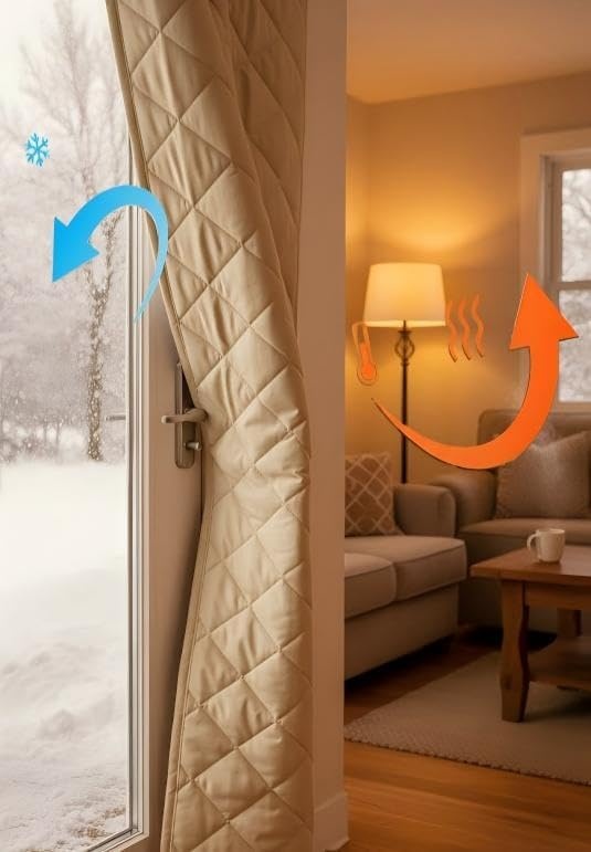 image:imageNICETOWN Grey Blackout French Door Curtain Thermal Insulated Window CoverTaupe