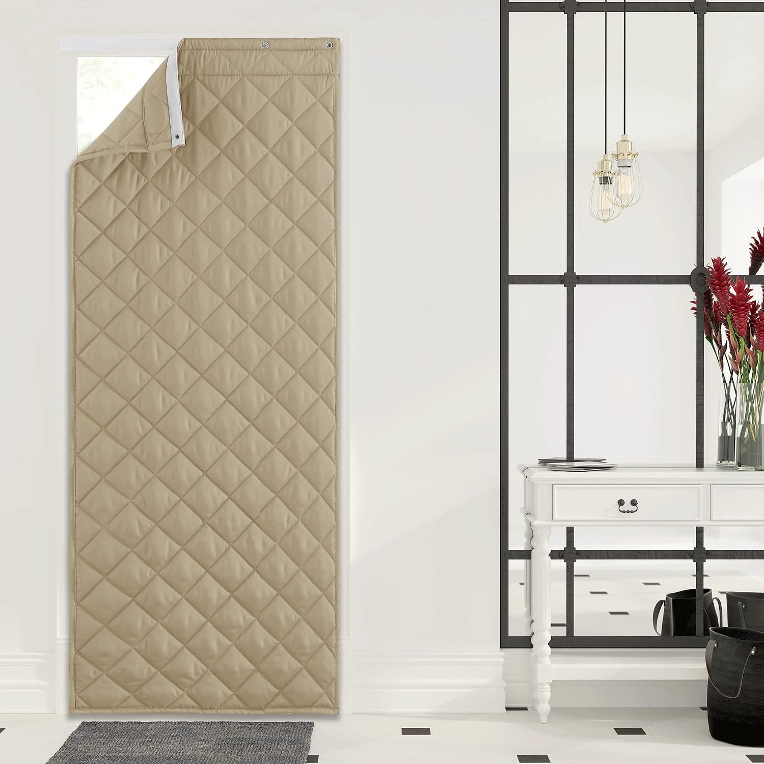 image:imageNICETOWN Grey Blackout French Door Curtain Thermal Insulated Window CoverTaupe
