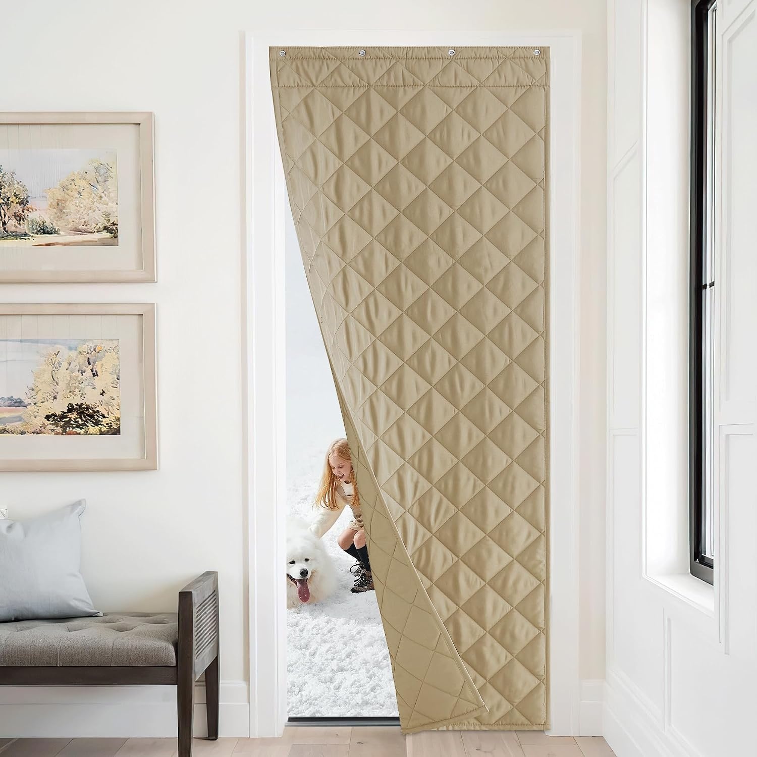 image:imageNICETOWN Grey Blackout French Door Curtain Thermal Insulated Window CoverTaupe