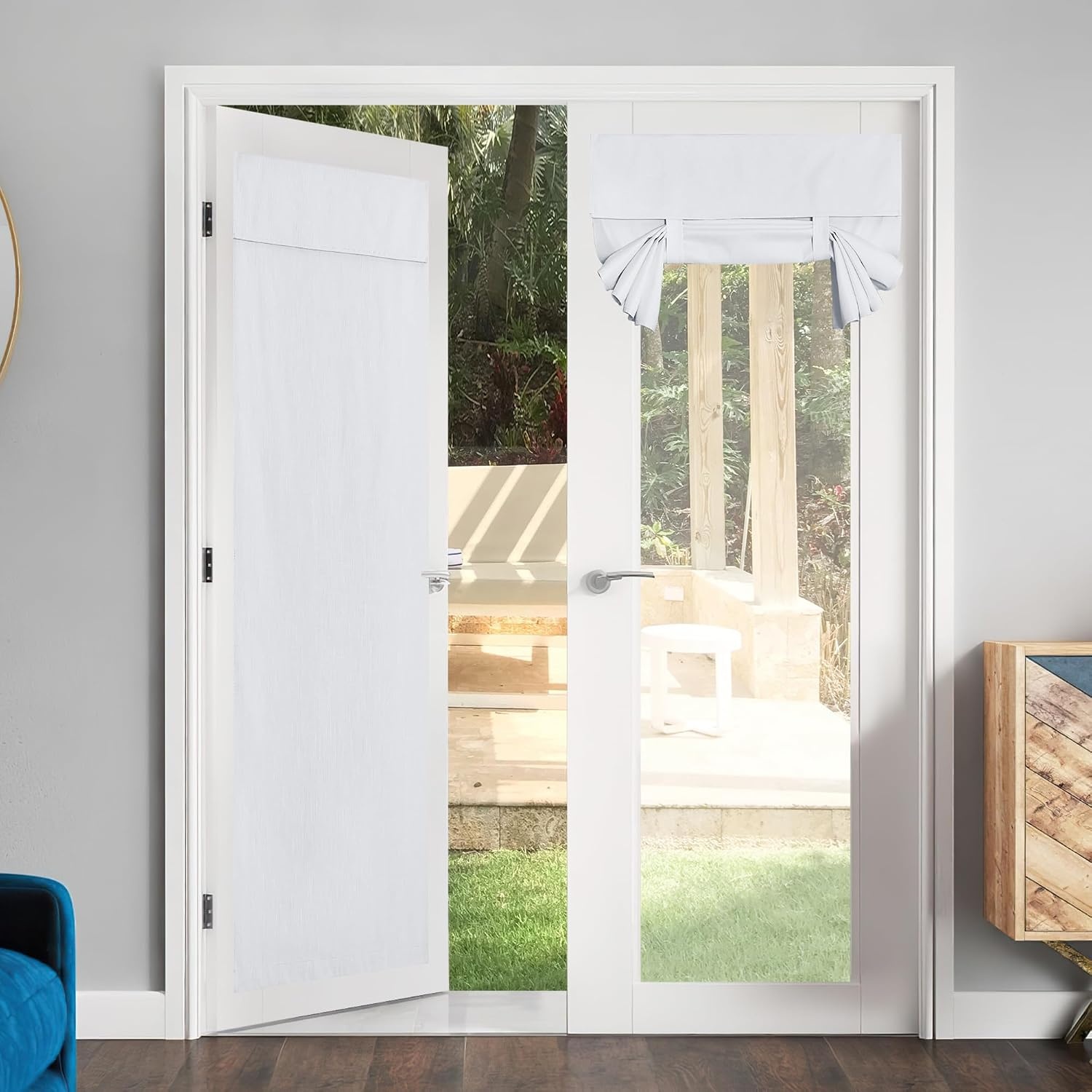 image:imageNICETOWN Grey Blackout French Door Curtain Thermal Insulated Window CoverWhite