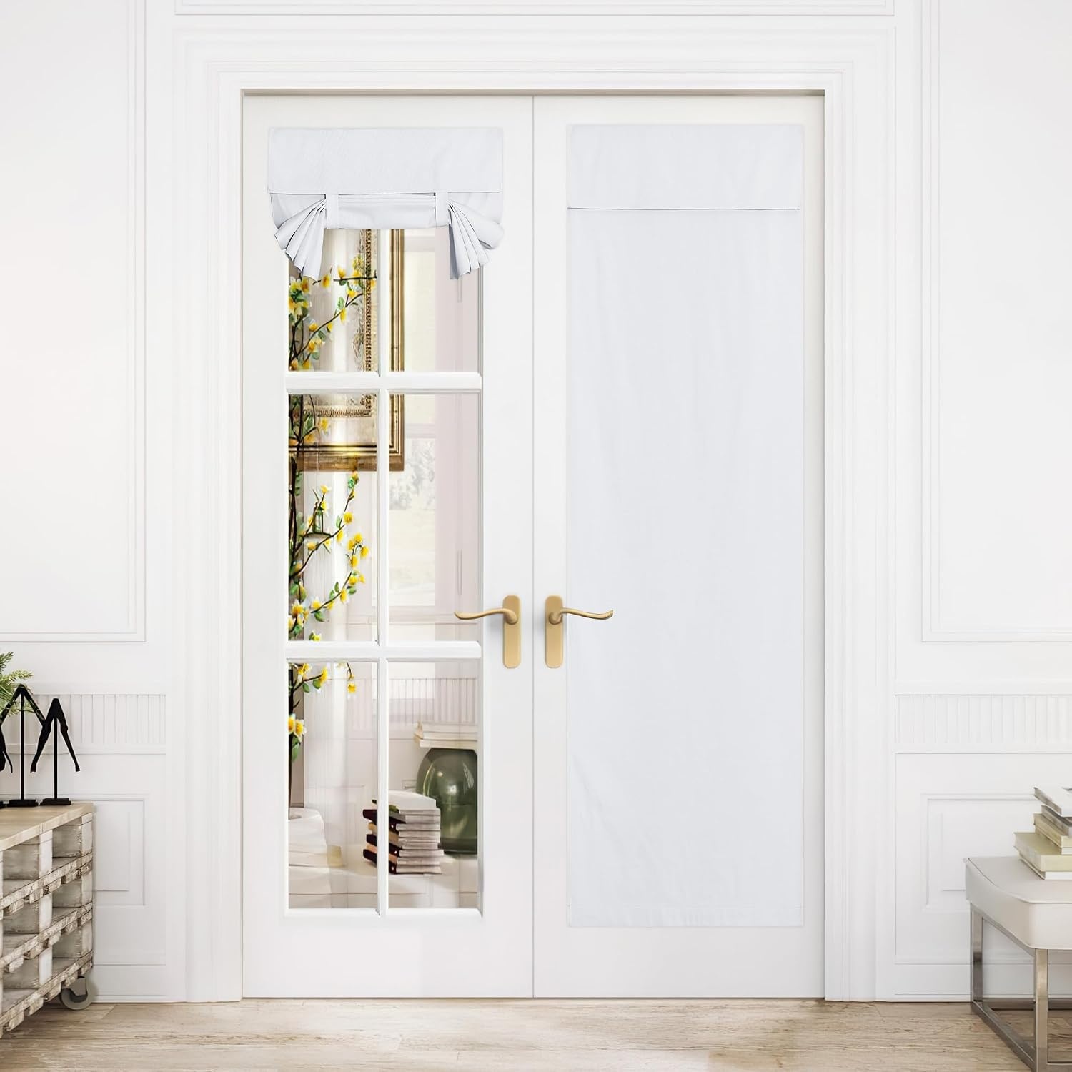 image:imageNICETOWN Grey Blackout French Door Curtain Thermal Insulated Window CoverWhite