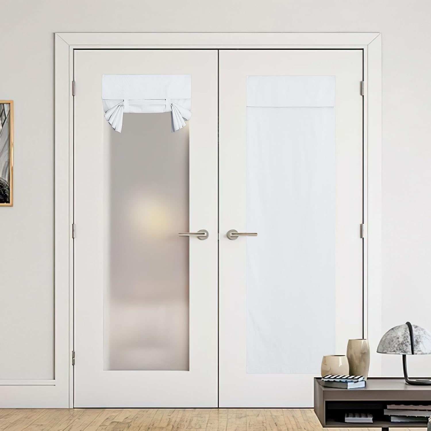 image:imageNICETOWN Grey Blackout French Door Curtain Thermal Insulated Window CoverWhite