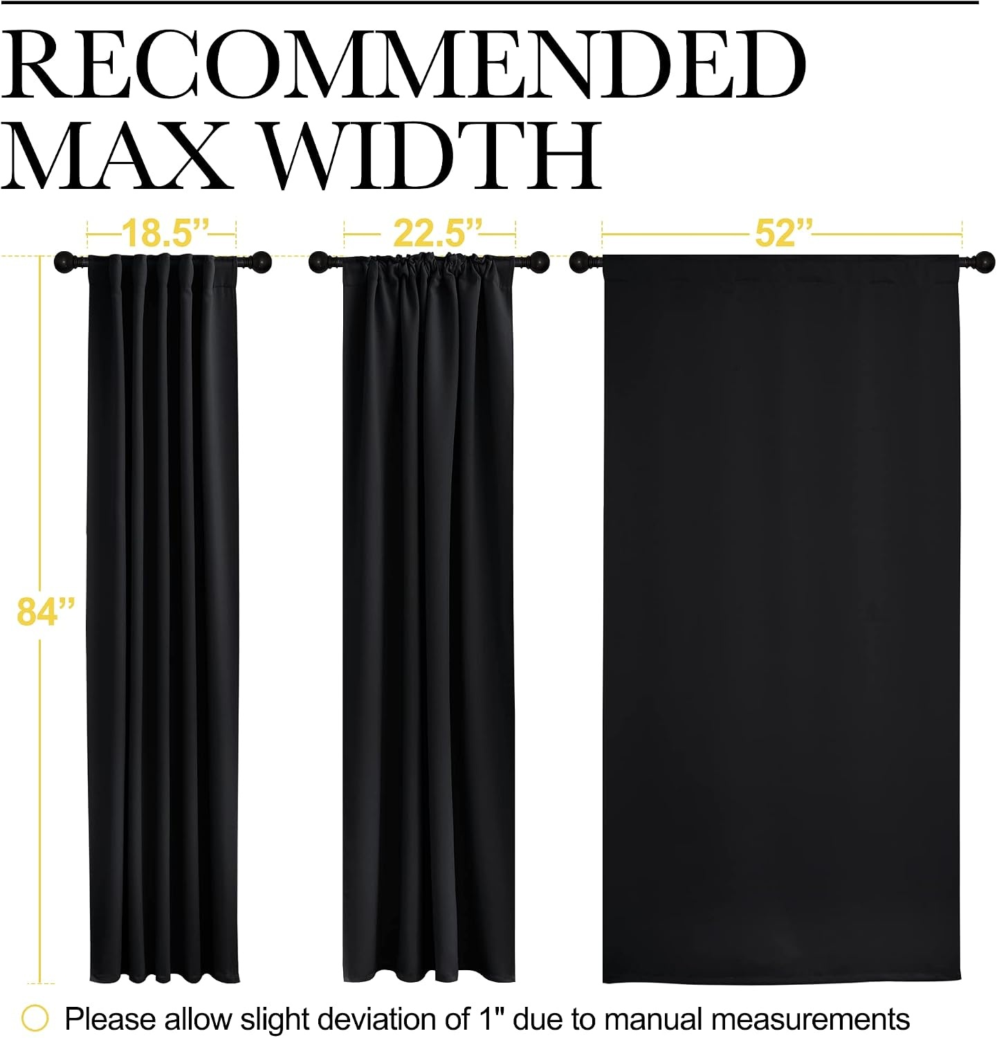 image:imageNICETOWN Halloween Black Blackout Living Room Curtains 84 inches Long Black Out Curtain Panels for Bedroom Black Color W52 x L84 1 Pair Thermal Insulated Blackout Draperies Window Treatment
