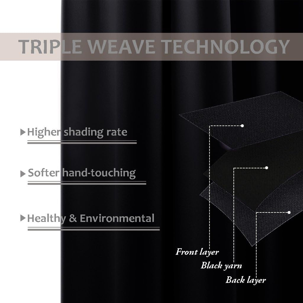 image:imageNICETOWN White Blackout Curtain Liners for Window Noise Reducing Light Blocking Liner for 84 inch Curtains Set of 2 Each is 27 x 80 Hooks Included Greyish WhiteBlack