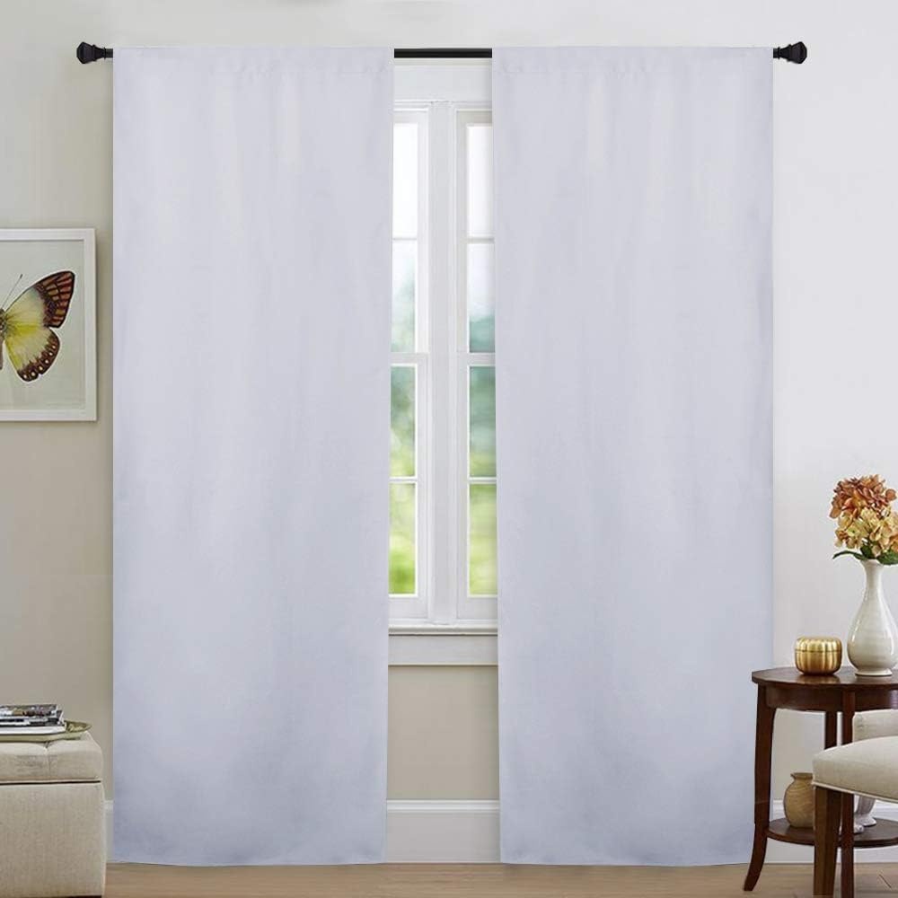 image:imageNICETOWN White Blackout Curtain Liners for Window Noise Reducing Light Blocking Liner for 84 inch Curtains Set of 2 Each is 27 x 80 Hooks Included Greyish WhiteGreyish White