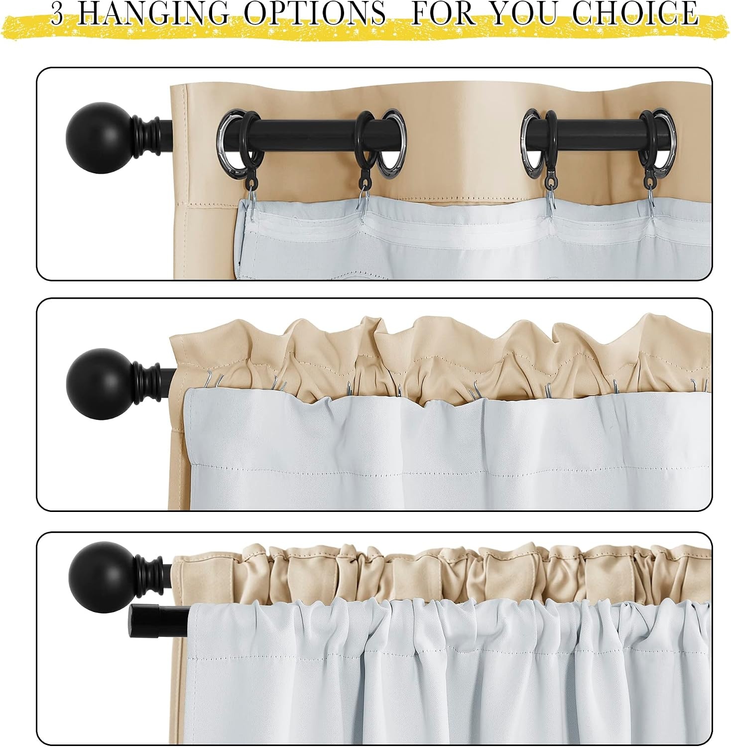 image:imageNICETOWN White Blackout Curtain Liners for Window Noise Reducing Light Blocking Liner for 84 inch Curtains Set of 2 Each is 27 x 80 Hooks Included Greyish WhiteGreyish White