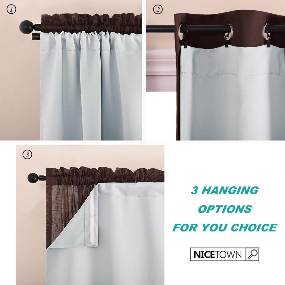 image:imageNICETOWN White Blackout Curtain Liners for Window Noise Reducing Light Blocking Liner for 84 inch Curtains Set of 2 Each is 27 x 80 Hooks Included Greyish WhiteGreyish White
