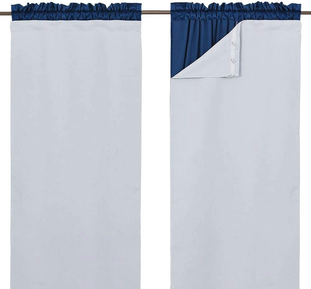 image:imageNICETOWN White Blackout Curtain Liners for Window Noise Reducing Light Blocking Liner for 84 inch Curtains Set of 2 Each is 27 x 80 Hooks Included Greyish WhiteGreyish White