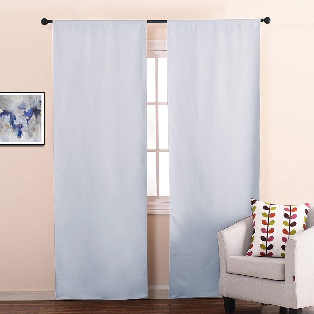 image:imageNICETOWN White Blackout Curtain Liners for Window Noise Reducing Light Blocking Liner for 84 inch Curtains Set of 2 Each is 27 x 80 Hooks Included Greyish WhiteGreyish White