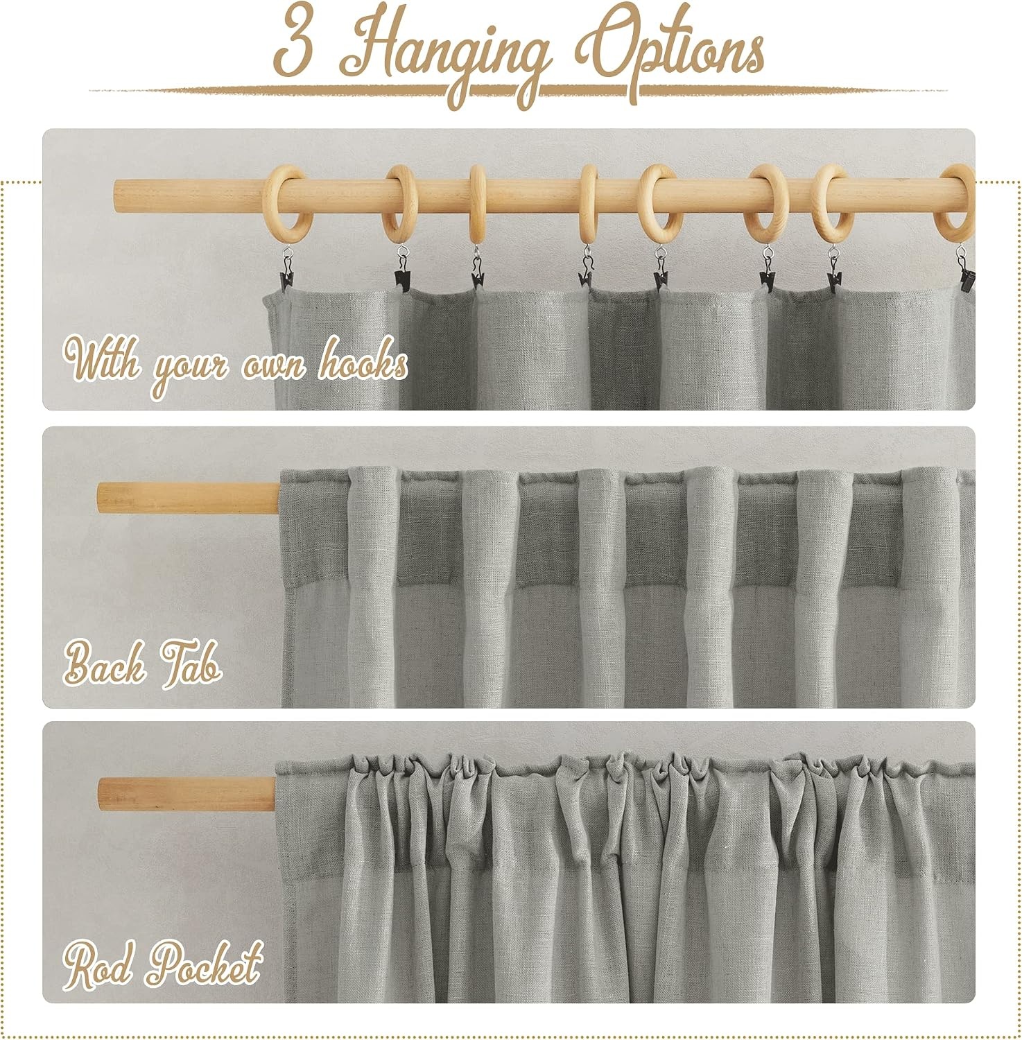 image:imageNICETOWN White Linen Sheer Curtains and Drapes 84 inches Long Rod Pocket amp Back Tab semitransparent with Light Through Vertical Window Treatments for Sliding Glass Door amp Living Room 52W Set of 2Linen Gray