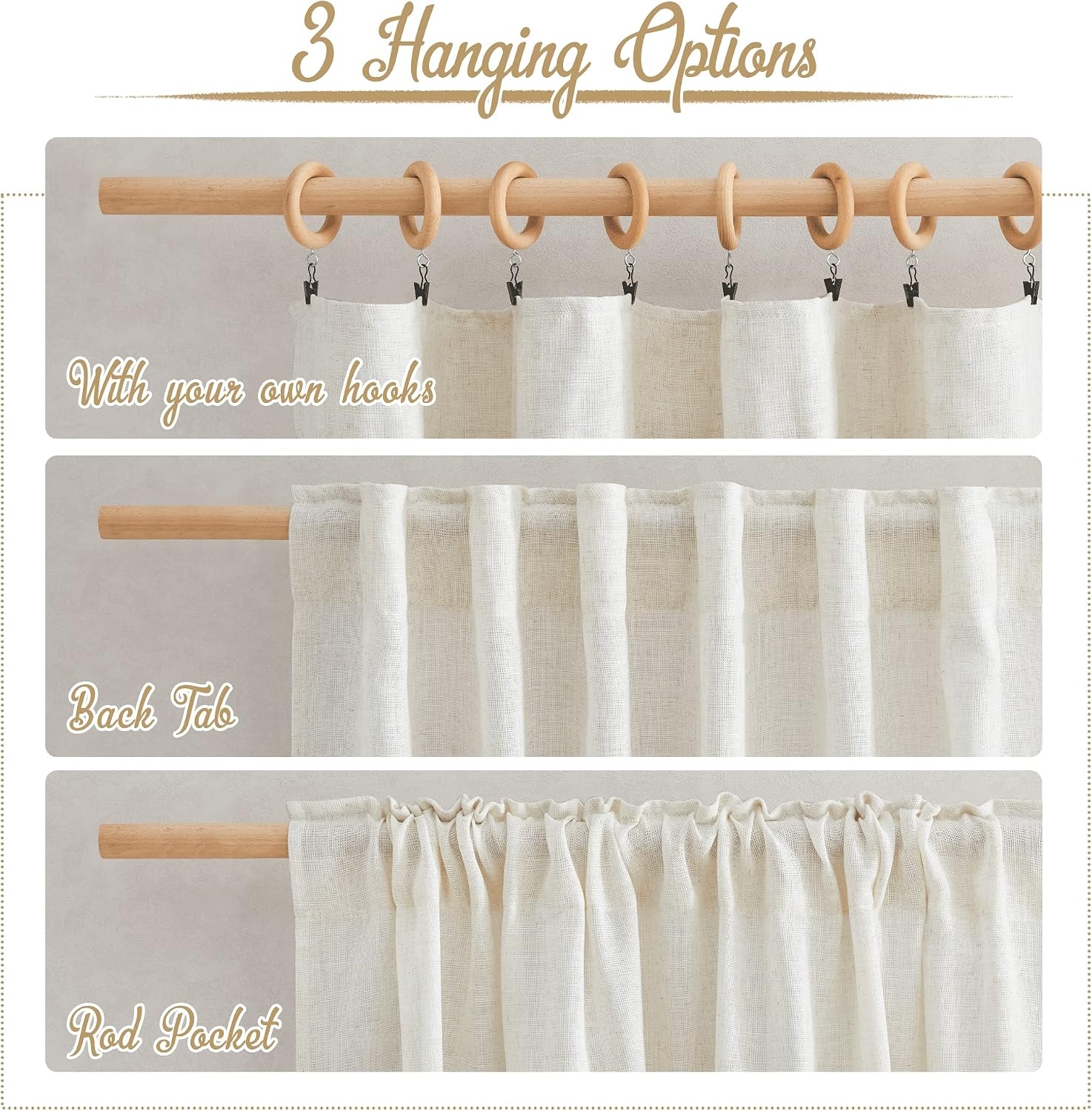 image:imageNICETOWN White Linen Sheer Curtains and Drapes 84 inches Long Rod Pocket amp Back Tab semitransparent with Light Through Vertical Window Treatments for Sliding Glass Door amp Living Room 52W Set of 2Linen