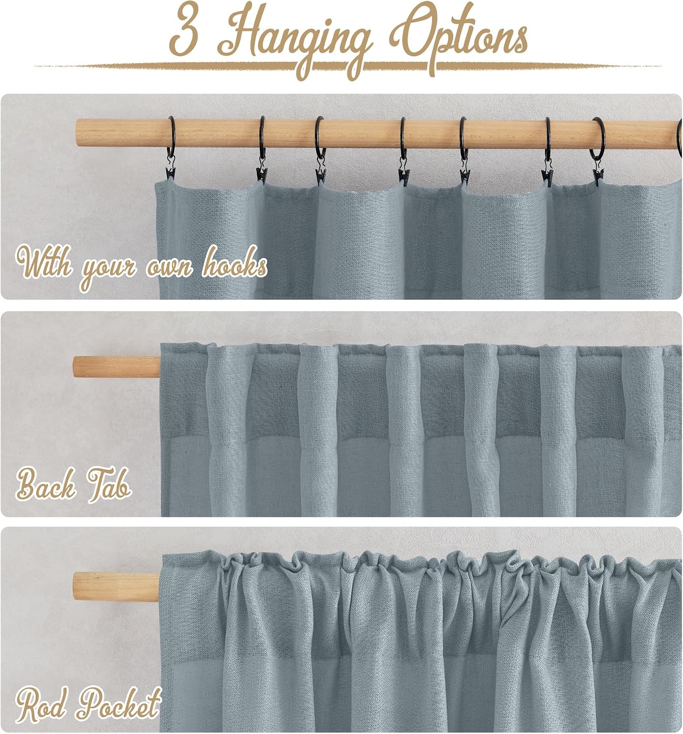 image:imageNICETOWN White Linen Sheer Curtains and Drapes 84 inches Long Rod Pocket amp Back Tab semitransparent with Light Through Vertical Window Treatments for Sliding Glass Door amp Living Room 52W Set of 2Linen Mist Blue