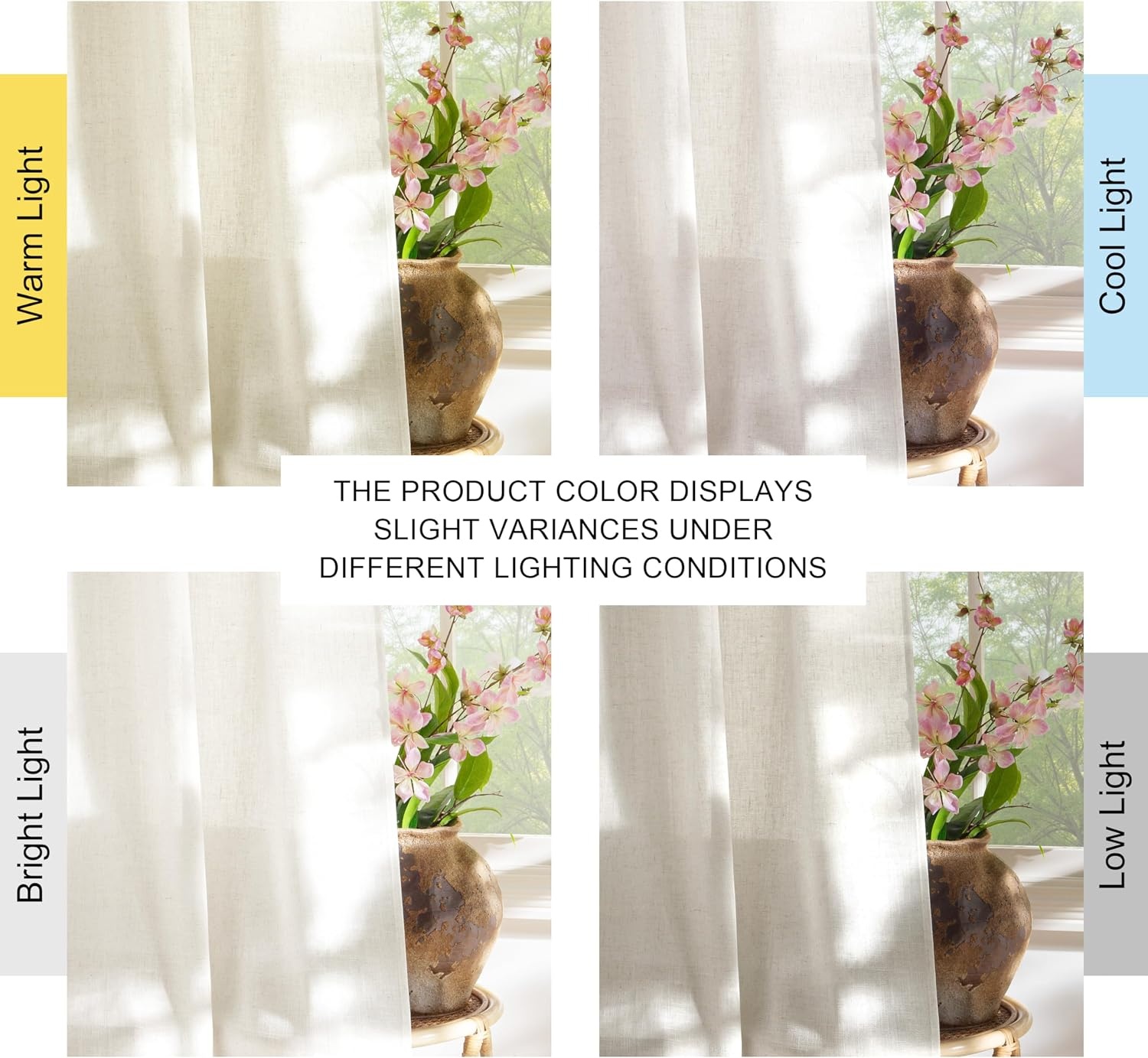 image:imageNICETOWN White Linen Sheer Curtains and Drapes 84 inches Long Rod Pocket amp Back Tab semitransparent with Light Through Vertical Window Treatments for Sliding Glass Door amp Living Room 52W Set of 2Linen