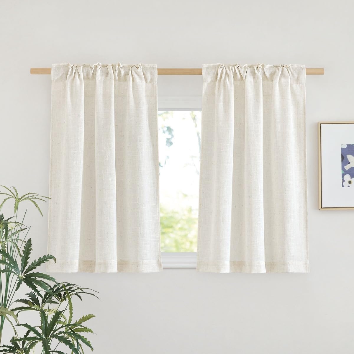 image:imageNICETOWN White Linen Sheer Curtains and Drapes 84 inches Long Rod Pocket amp Back Tab semitransparent with Light Through Vertical Window Treatments for Sliding Glass Door amp Living Room 52W Set of 2Linen