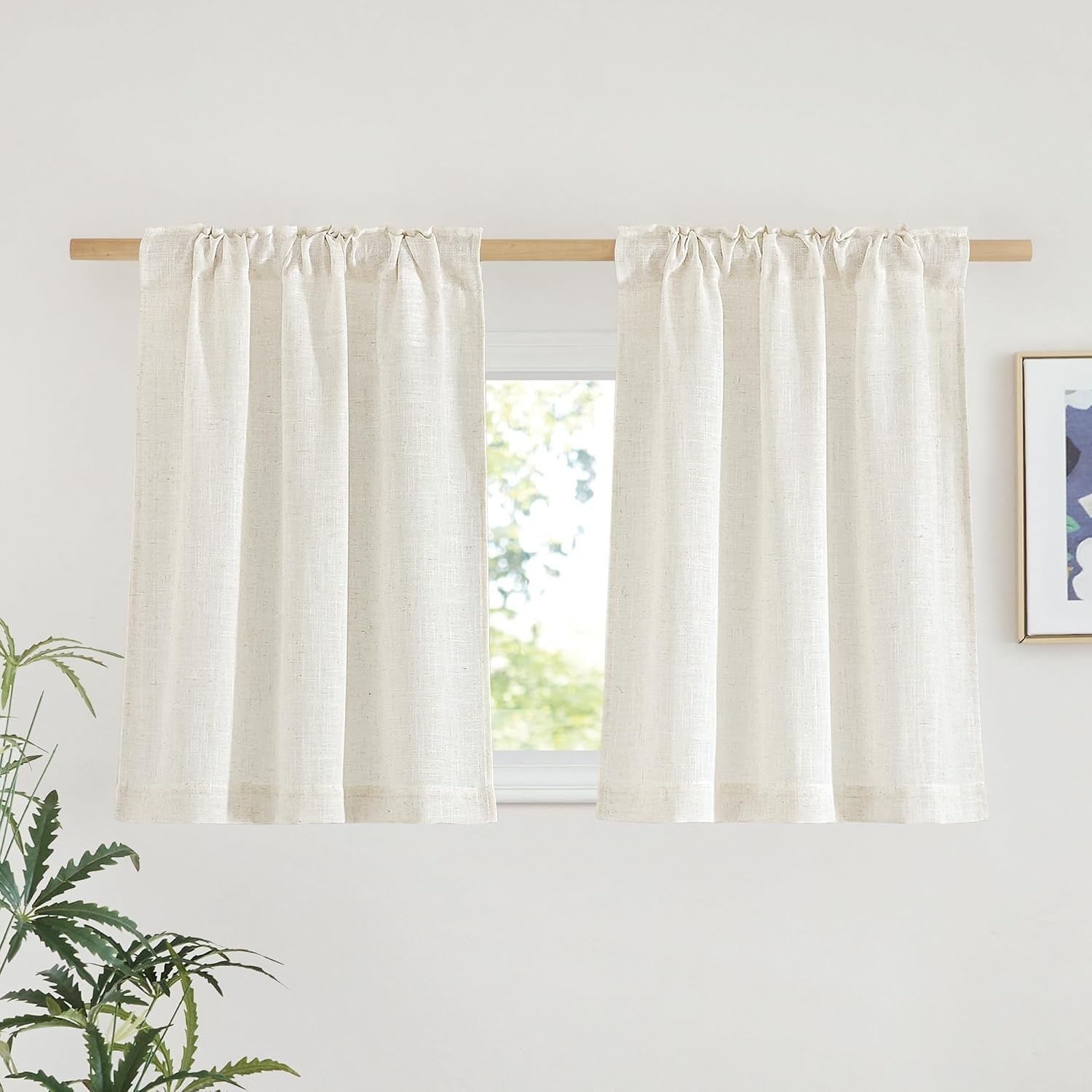 image:imageNICETOWN White Linen Sheer Curtains and Drapes 84 inches Long Rod Pocket amp Back Tab semitransparent with Light Through Vertical Window Treatments for Sliding Glass Door amp Living Room 52W Set of 2Linen
