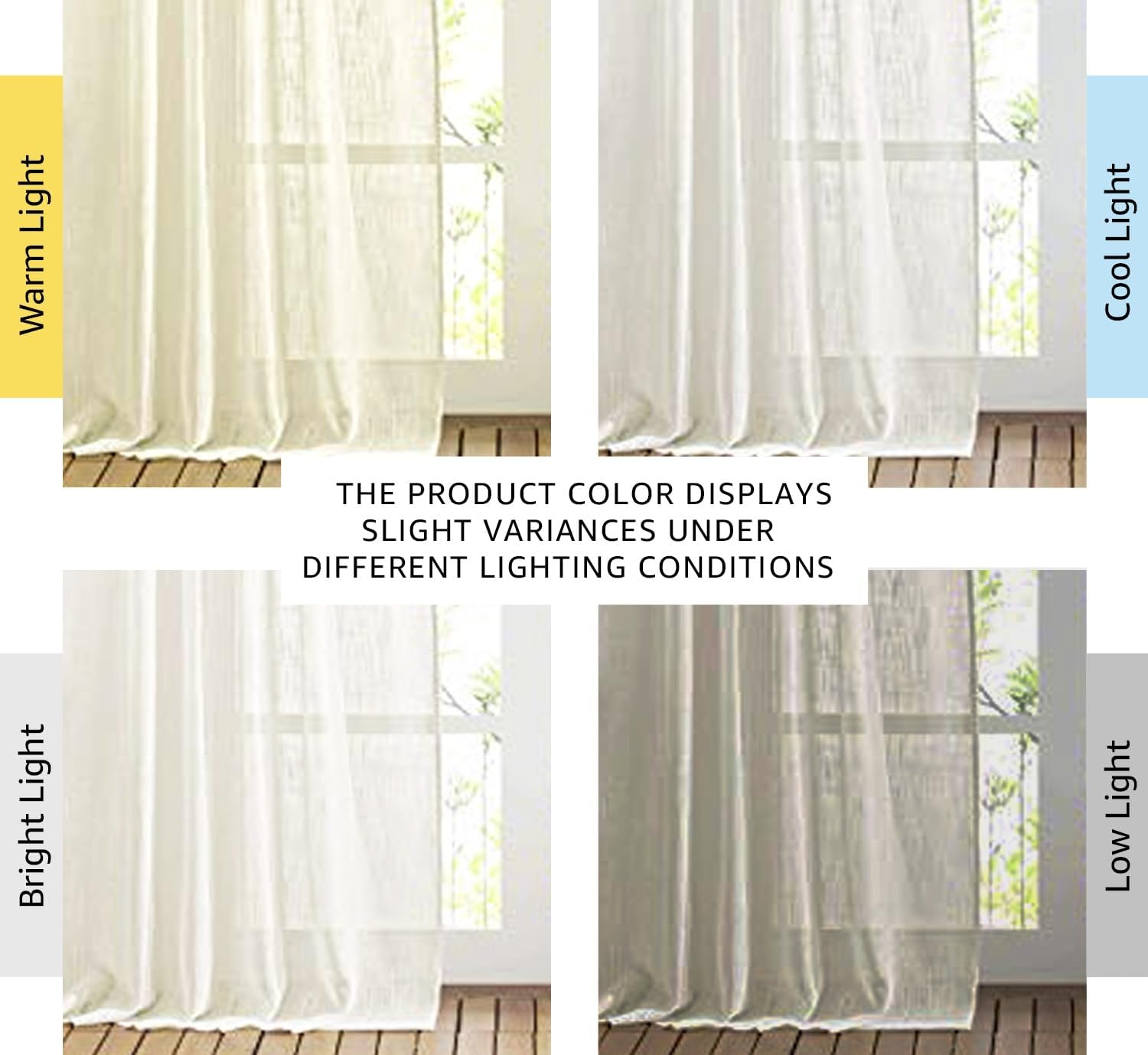 image:imageNICETOWN White Linen Sheer Curtains and Drapes 84 inches Long Rod Pocket amp Back Tab semitransparent with Light Through Vertical Window Treatments for Sliding Glass Door amp Living Room 52W Set of 2Natural