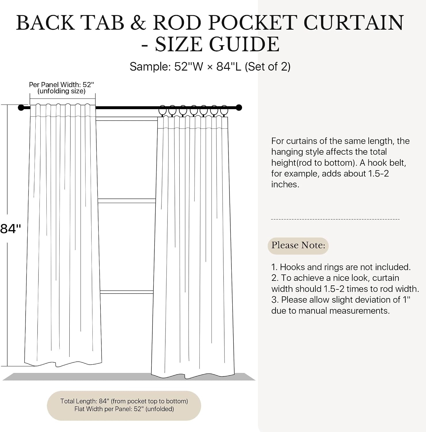 image:imageNICETOWN White Linen Sheer Curtains and Drapes 84 inches Long Rod Pocket amp Back Tab semitransparent with Light Through Vertical Window Treatments for Sliding Glass Door amp Living Room 52W Set of 2Birch
