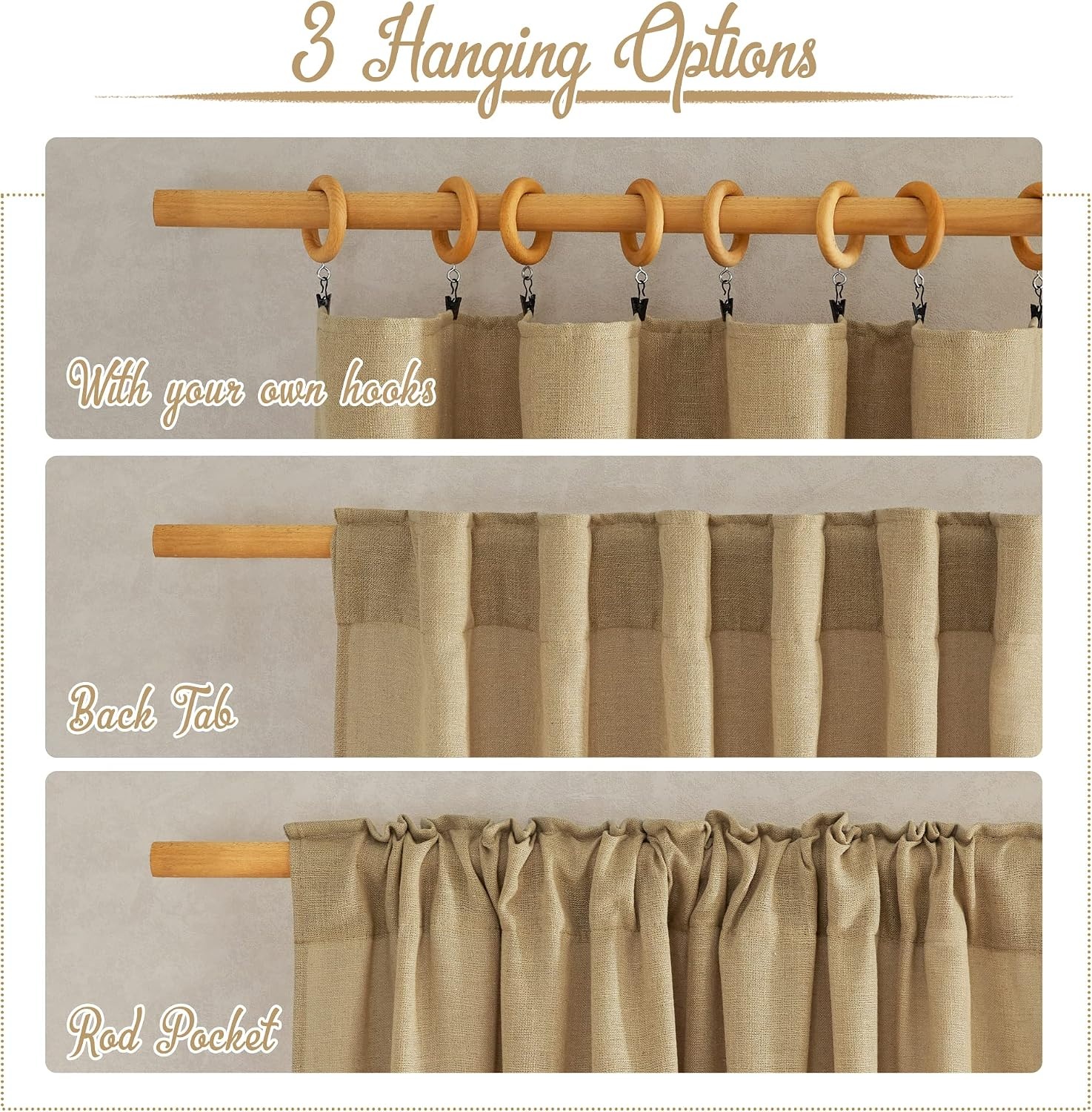 image:imageNICETOWN White Linen Sheer Curtains and Drapes 84 inches Long Rod Pocket amp Back Tab semitransparent with Light Through Vertical Window Treatments for Sliding Glass Door amp Living Room 52W Set of 2Linen Brown