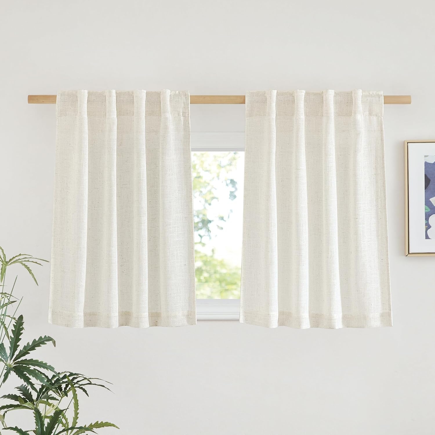 image:imageNICETOWN White Linen Sheer Curtains and Drapes 84 inches Long Rod Pocket amp Back Tab semitransparent with Light Through Vertical Window Treatments for Sliding Glass Door amp Living Room 52W Set of 2Linen