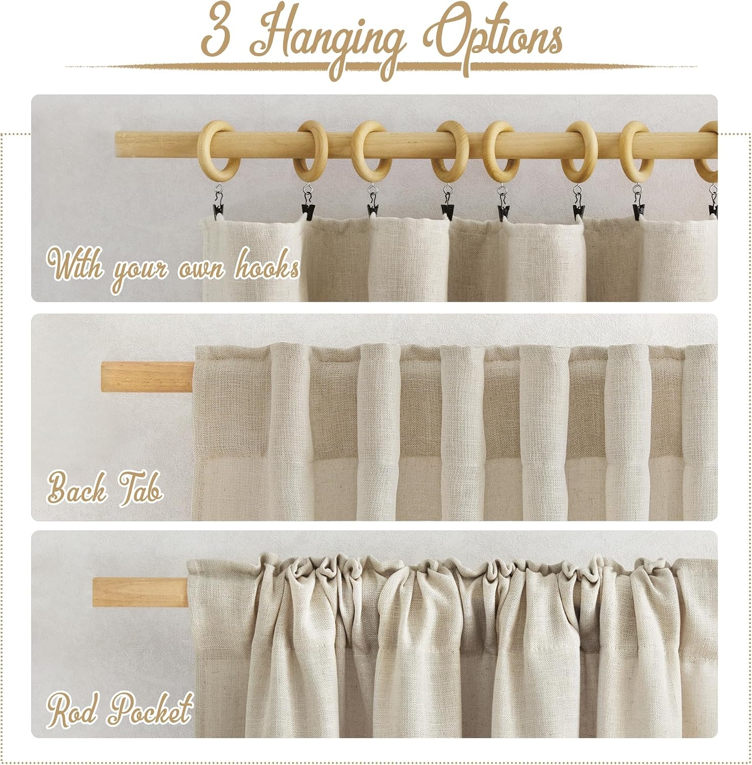 image:imageNICETOWN White Linen Sheer Curtains and Drapes 84 inches Long Rod Pocket amp Back Tab semitransparent with Light Through Vertical Window Treatments for Sliding Glass Door amp Living Room 52W Set of 2Linen Light Taupe