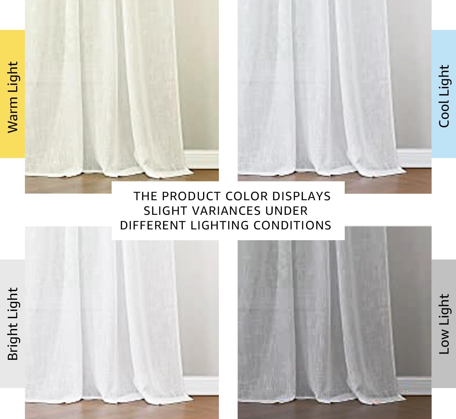 image:imageNICETOWN White Linen Sheer Curtains and Drapes 84 inches Long Rod Pocket amp Back Tab semitransparent with Light Through Vertical Window Treatments for Sliding Glass Door amp Living Room 52W Set of 2White