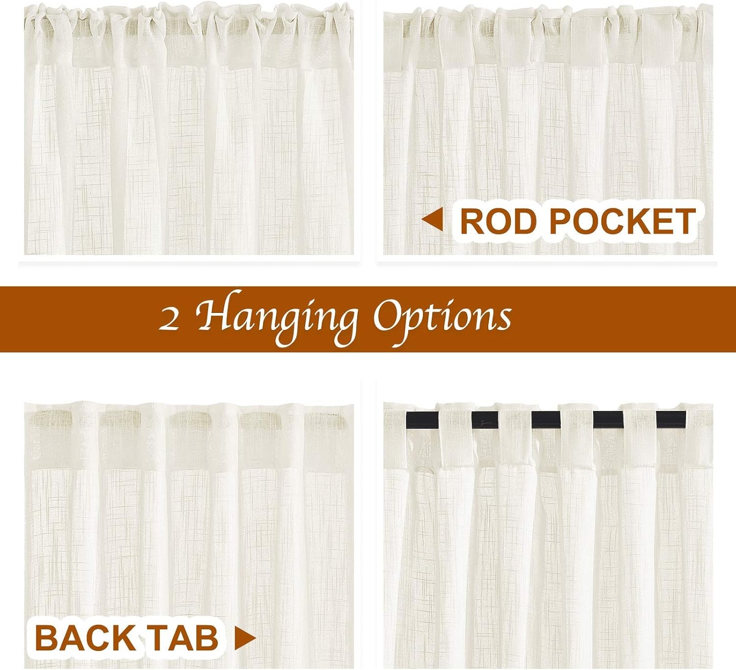 image:imageNICETOWN White Linen Sheer Curtains and Drapes 84 inches Long Rod Pocket amp Back Tab semitransparent with Light Through Vertical Window Treatments for Sliding Glass Door amp Living Room 52W Set of 2Natural
