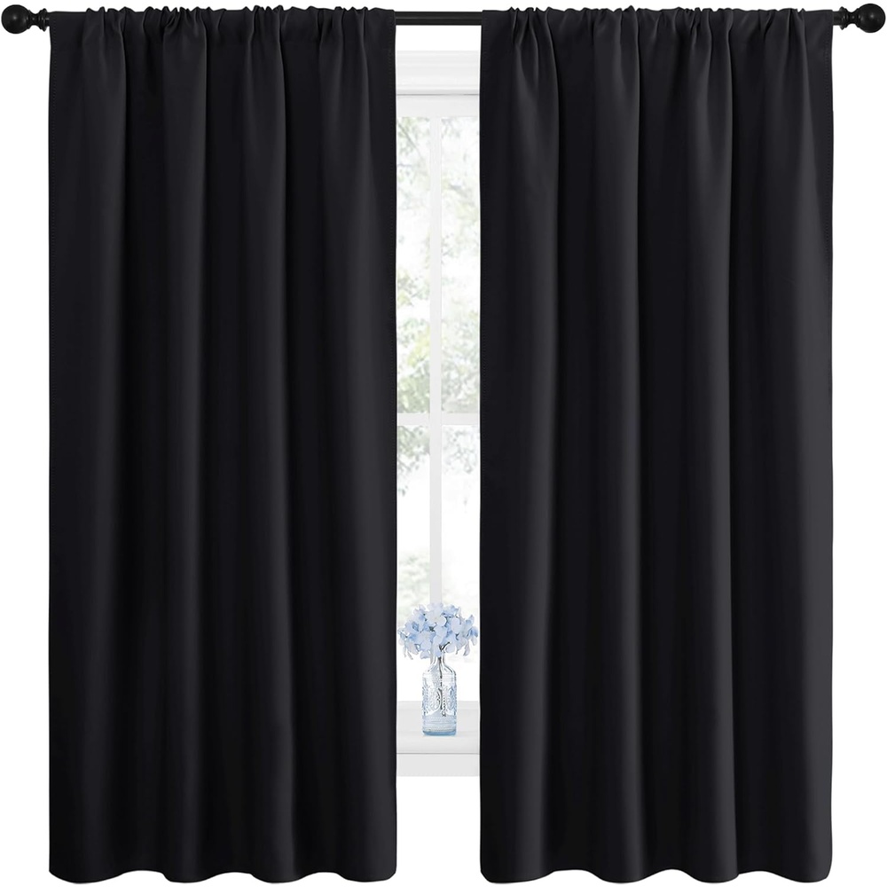 image:imageNICETOWN Black Out Curtain Blinds for Bedroom 2 Panels 42 Wide by 63 Long