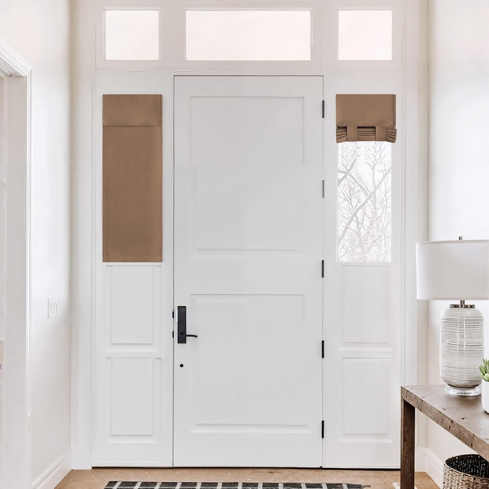 image:imageNICETOWN Grey Blackout French Door Curtain Thermal Insulated Window CoverCappuccino