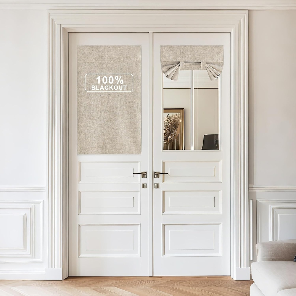 image:imageNICETOWN Grey Blackout French Door Curtain Thermal Insulated Window CoverCream