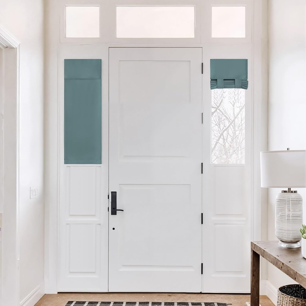 image:imageNICETOWN Grey Blackout French Door Curtain Thermal Insulated Window CoverGreyish Blue