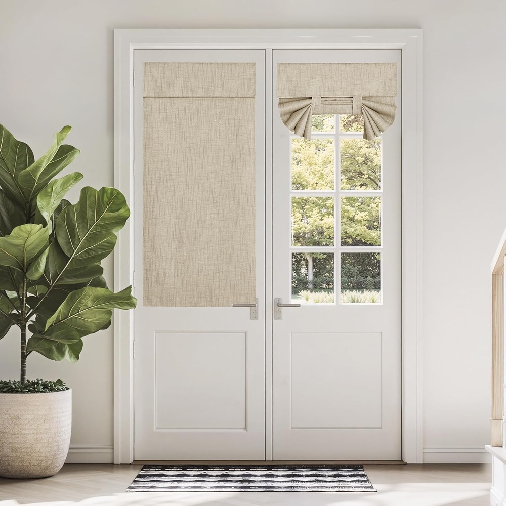 image:imageNICETOWN Grey Blackout French Door Curtain Thermal Insulated Window CoverTaupe