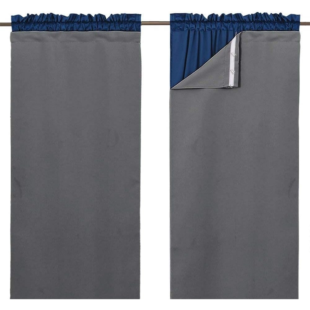 image:imageNICETOWN White Blackout Curtain Liners for Window Noise Reducing Light Blocking Liner for 84 inch Curtains Set of 2 Each is 27 x 80 Hooks Included Greyish WhiteGrey