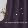 NICETOWN Blue Hollow Star Blackout Kids Curtain, 1 Panel, W52 x L63(Greyish Purple)