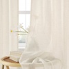 NICETOWN Sheer Linen Curtains 96 Inch Length for Bedroom Living Room 2 Panels, Ivory Rod Pocket & Back Tab Semi Sheer Drapes Privacy Semitransparent Farmhouse Window Treatment, W52 x L96(Linen Ivory)