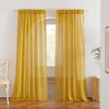 NICETOWN Sheer Linen Curtains 96 Inch Length for Bedroom Living Room 2 Panels, Ivory Rod Pocket & Back Tab Semi Sheer Drapes Privacy Semitransparent Farmhouse Window Treatment, W52 x L96(Gold)