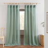 NICETOWN Sheer Linen Curtains 96 Inch Length for Bedroom Living Room 2 Panels, Ivory Rod Pocket & Back Tab Semi Sheer Drapes Privacy Semitransparent Farmhouse Window Treatment, W52 x L96(Olive Green)