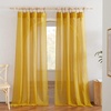 NICETOWN Sheer Linen Curtains 96 Inch Length for Bedroom Living Room 2 Panels, Ivory Rod Pocket & Back Tab Semi Sheer Drapes Privacy Semitransparent Farmhouse Window Treatment, W52 x L96(Gold)