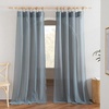NICETOWN Sheer Linen Curtains 96 Inch Length for Bedroom Living Room 2 Panels, Ivory Rod Pocket & Back Tab Semi Sheer Drapes Privacy Semitransparent Farmhouse Window Treatment, W52 x L96(Smoke Blue)