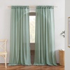 NICETOWN Sheer Linen Curtains 96 Inch Length for Bedroom Living Room 2 Panels, Ivory Rod Pocket & Back Tab Semi Sheer Drapes Privacy Semitransparent Farmhouse Window Treatment, W52 x L96(Olive Green)