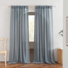 NICETOWN Sheer Linen Curtains 96 Inch Length for Bedroom Living Room 2 Panels, Ivory Rod Pocket & Back Tab Semi Sheer Drapes Privacy Semitransparent Farmhouse Window Treatment, W52 x L96(Smoke Blue)