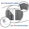 NICETOWN White Blackout Curtain Liners for Window – Noise Reducing Light Blocking Liner for 84 inch Curtains (Set of 2, Each is 27″ x 80″, Hooks Included, Greyish White)(Grey)